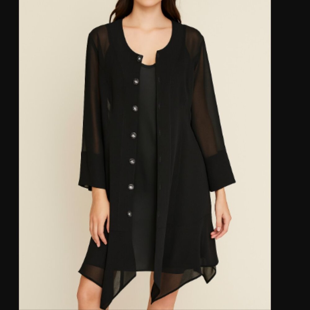 Dark Academia Vintage Chiffon Shirt Dress Witchy Whimsigoth Vampy Dolce Sz Med